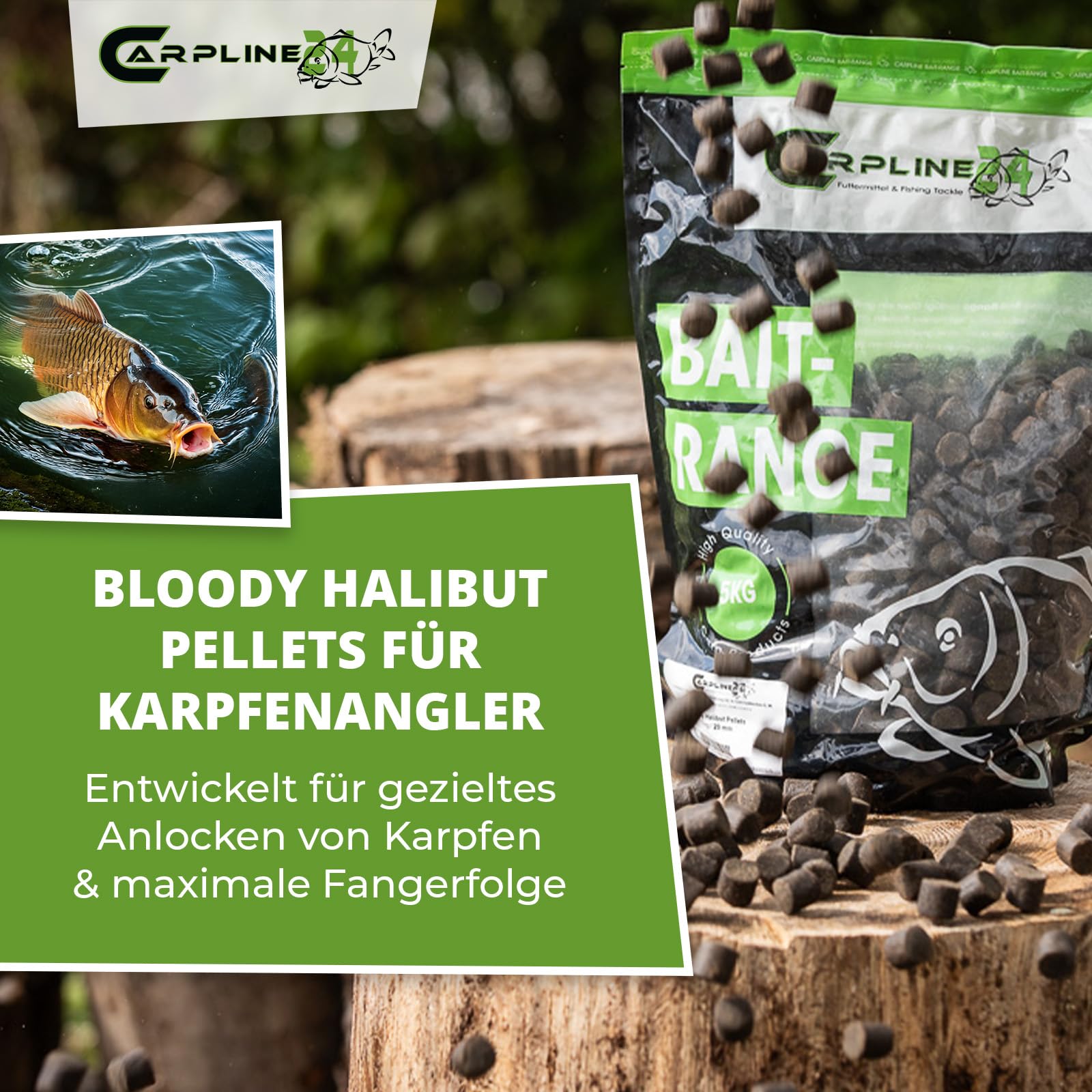 Bloody Halibut Pellets - 25 Kg - 2 mm - Karpfenfutter zum Anfüttern & Angeln von Karpfen, Carp Baits, Futterpellets als Angelköder