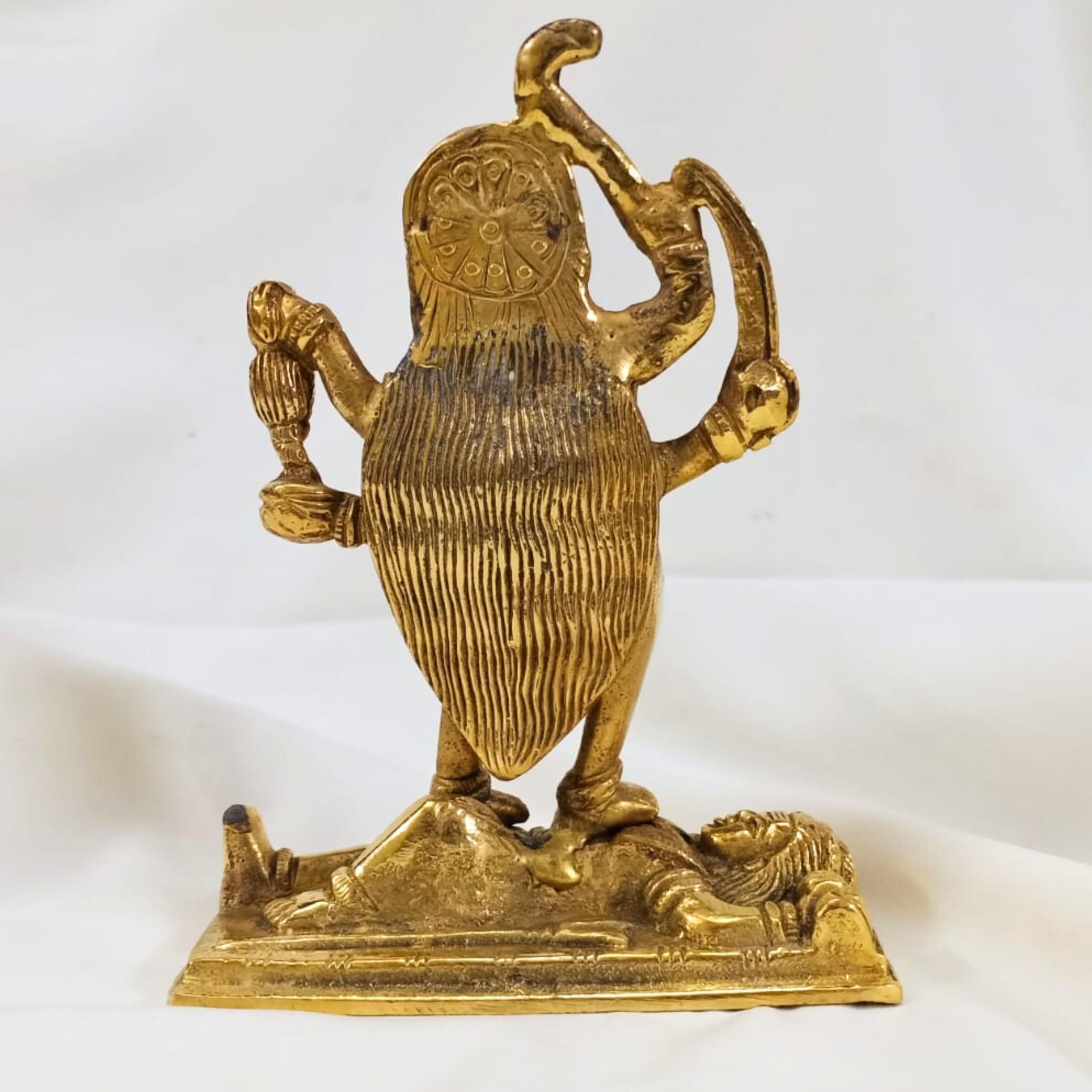 Mosiądz Maa Mahakali na statuetce Shivy (13 cm, 470 gramów) hinduski idol do dekoracji świątyni domu | Potężna duchowa Mata Mahakali Murti Rzeźba | Kalkaji Puja, Vastu, Kali Święta Sztuka
