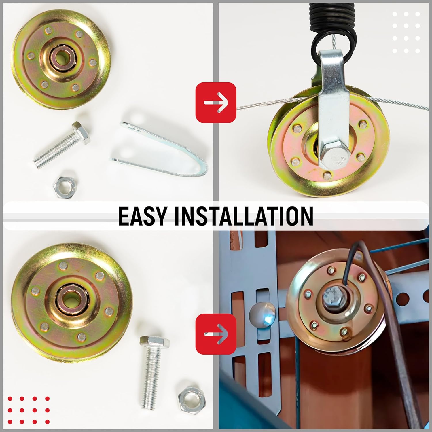 Heavy Duty Garage Door 3" Pulley Kits, 3/8" Arbor 200LB Load, Complete Hardware Included