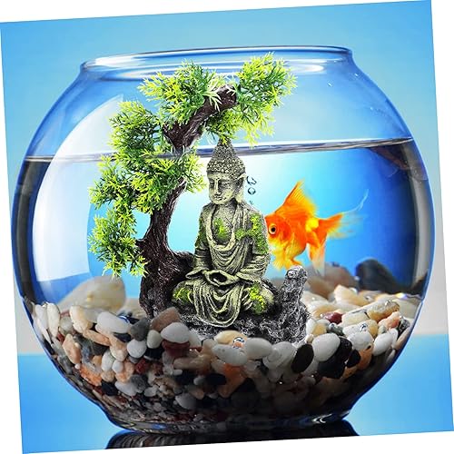 Miniatura 7 de balacoo Estatua de piedra, suministros de tanque de reptiles, meditación, estatua de Buda de jardín, estatuas de escritorio, adornos de césped,