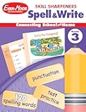 Evan-Moor Skill Sharpeners Spell and Write Workbook, Grade 3, 120 Spelling Words, Test Prep, Word Families, Short Vowels, Grammar, Punctuation, Creative Writing, Vocabulary, Activities, Homeschool