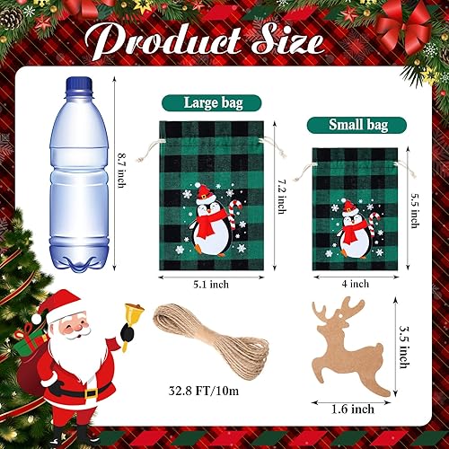 Miniatura 2 de Shappy 24 bolsas de regalo de arpillera de Navidad, pequeñas bolsas de golosinas con cordones para Navidad, con 12 diseños para regalos y