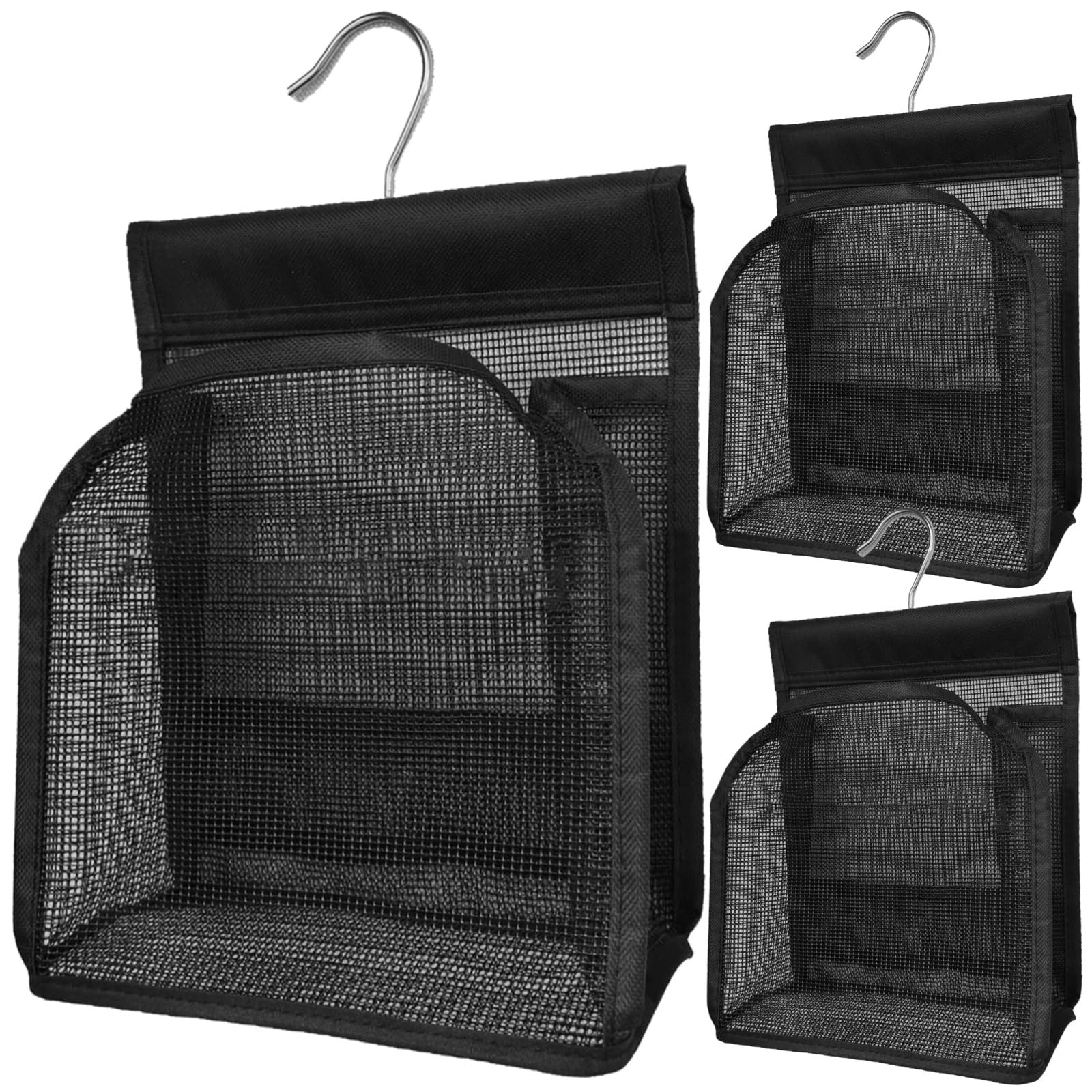 3 Pcs Mesh Shower Caddy Mesh Shower Bag with Hanging Hooks Portable College Dorm Bath Organizers Black Shower