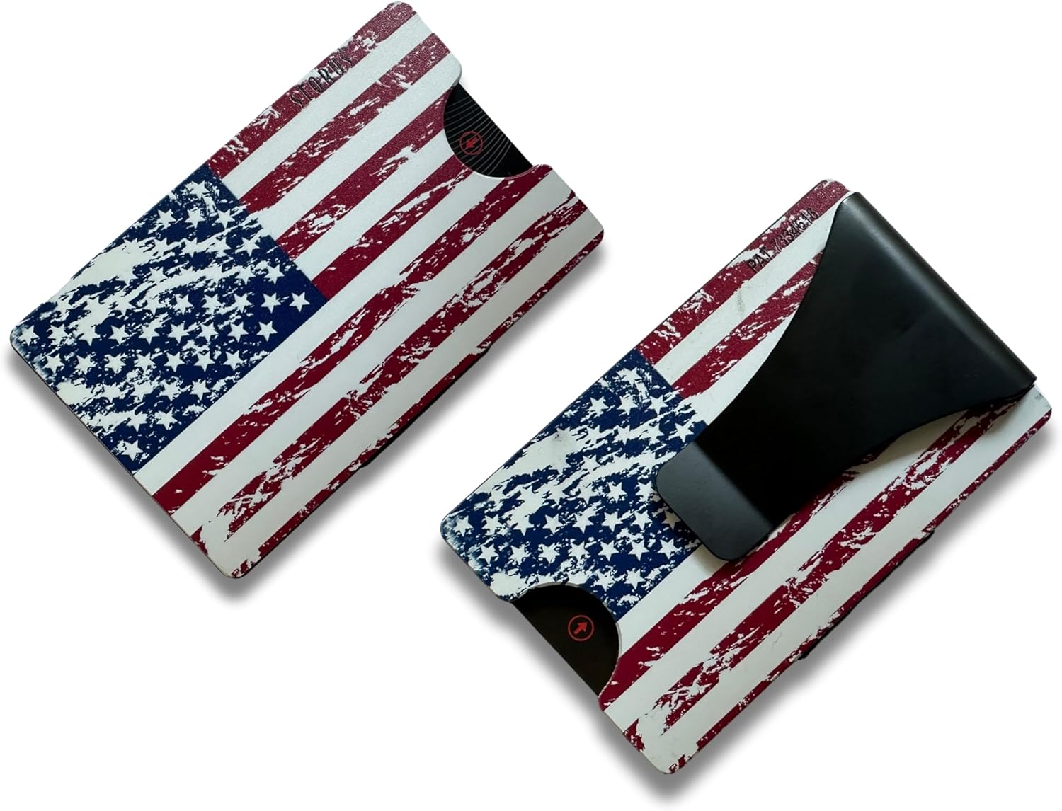 Storus Smart Wallet RFID Blocking Card Holder Money Clip for Men, Military, Veterans, Gift - Distressed American Flag