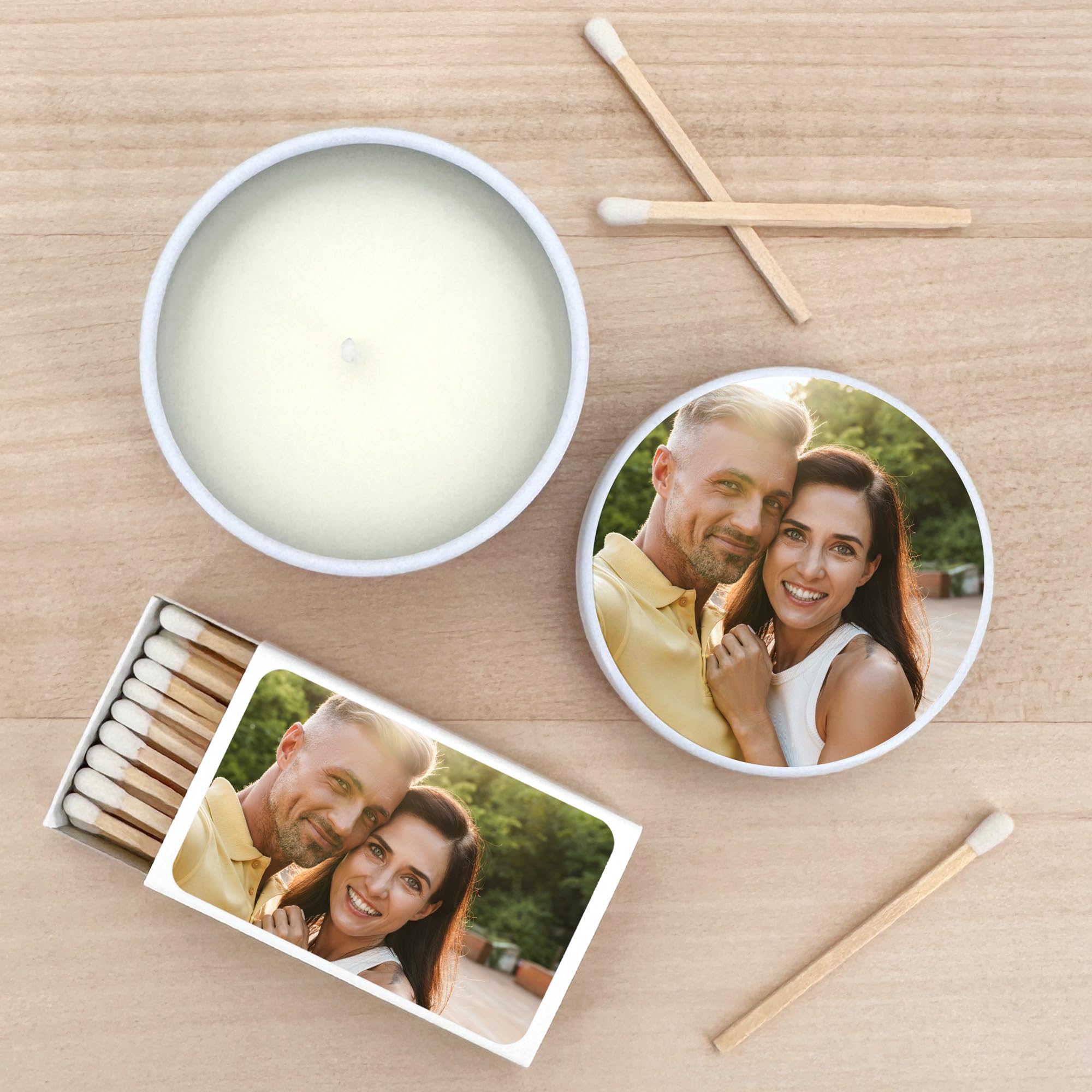 Best Day Ever Spot Personalized Candles, Custom Candles, Candle Favors, Candle Wedding Favors with Photo, Bulk Candles (Set of 10) (White Tin), 9502000