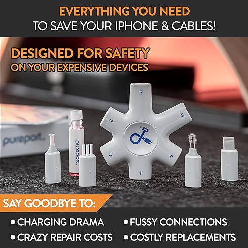 Miniatura 4 de Kit de limpieza para iPhone  El original  Limpiador multiherramienta para iPhone  Repara y restaura puertos de carga de iPhone y iPad, cables