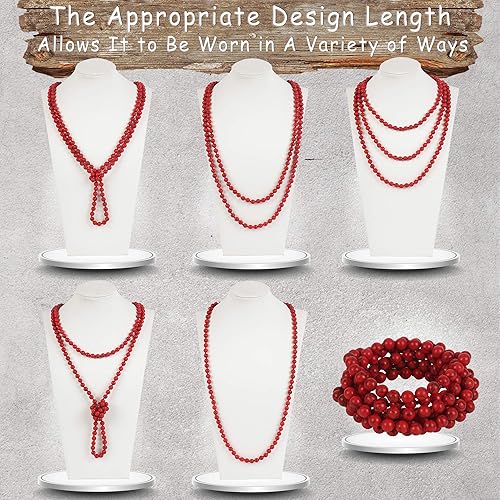 Miniatura 3 de Firstmeet - Collar con nudo de cuerda, de cuentas de cristal, largo, para mujer.