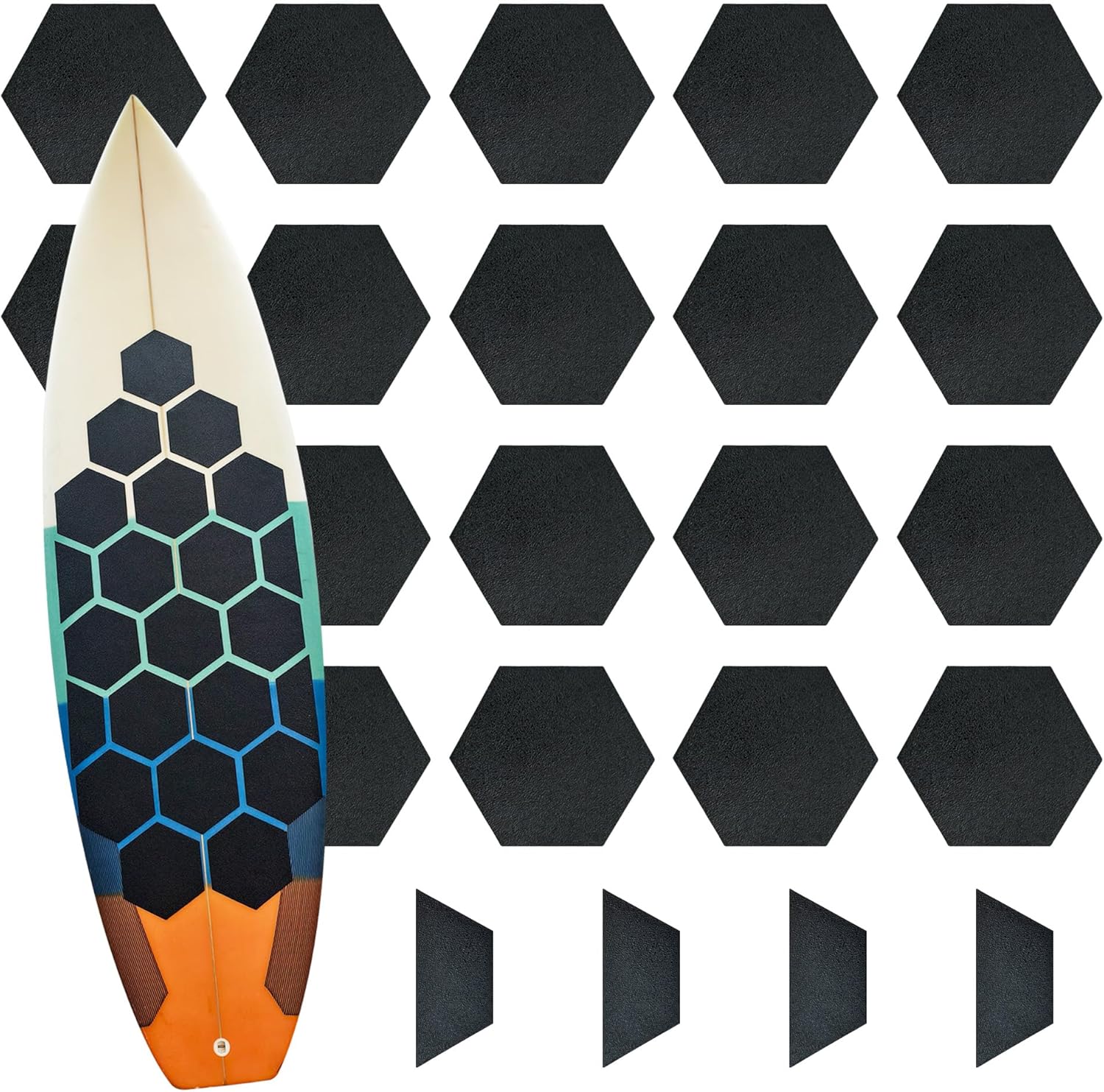 AQUBONA Hexagon Clear Surf Traction Grip Traction Pad Semi Clear Deck Pad for Surfboard