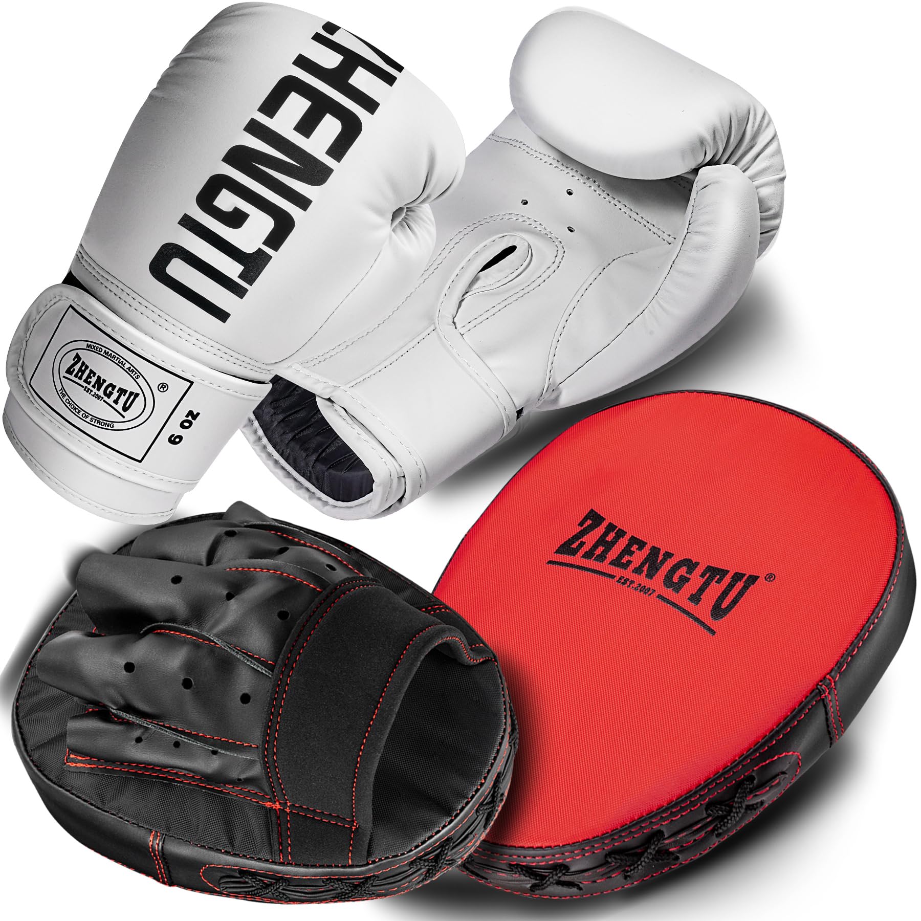【Pro Recommended】ZHENGTU Boxing Gloves Mitt Set with Punching Gloves Included Training Gloves Fit Boxing 3 Compatible Parent-Child Fun to Solve Exercise Deficiency Free Size Punching Gloves for black & white