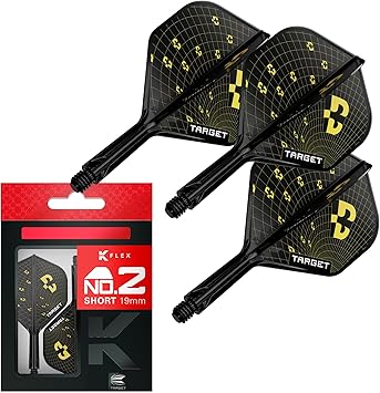Target Darts K-Flex Bolide No.2 & No.6 Pack of 3 Integrated Dart Flights & Shafts, All-in-One Molded Kflex Stem System, Short, Intermediate & Medium Lengths, Professional Dart Accessory