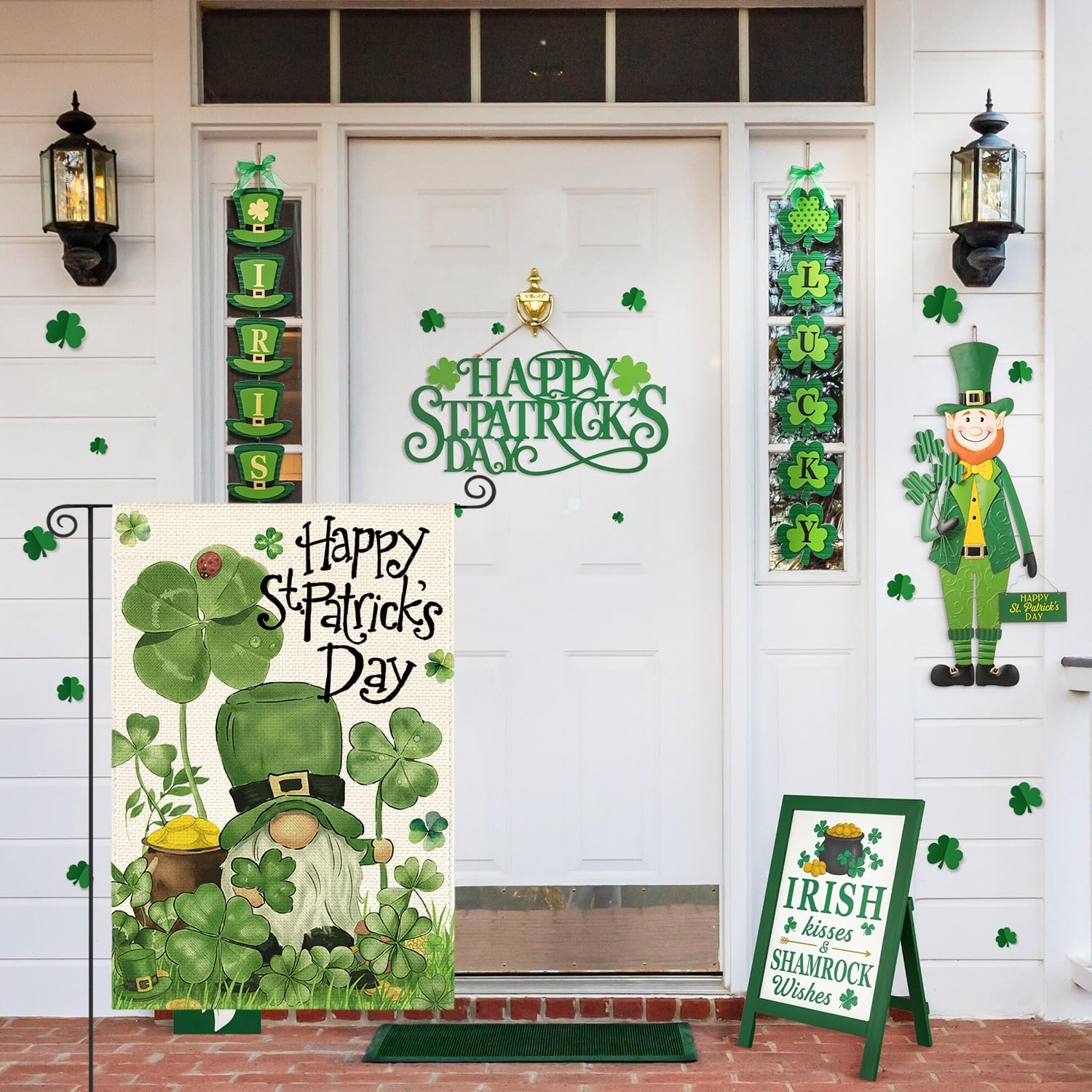 AVOIN colorlife Happy St Patricks Day Garden Flag 12x18 Inch Double Sided Outside, Leprechaun Gnome Lucky Clover Holiday Yard Outdoor Flag - Image 4