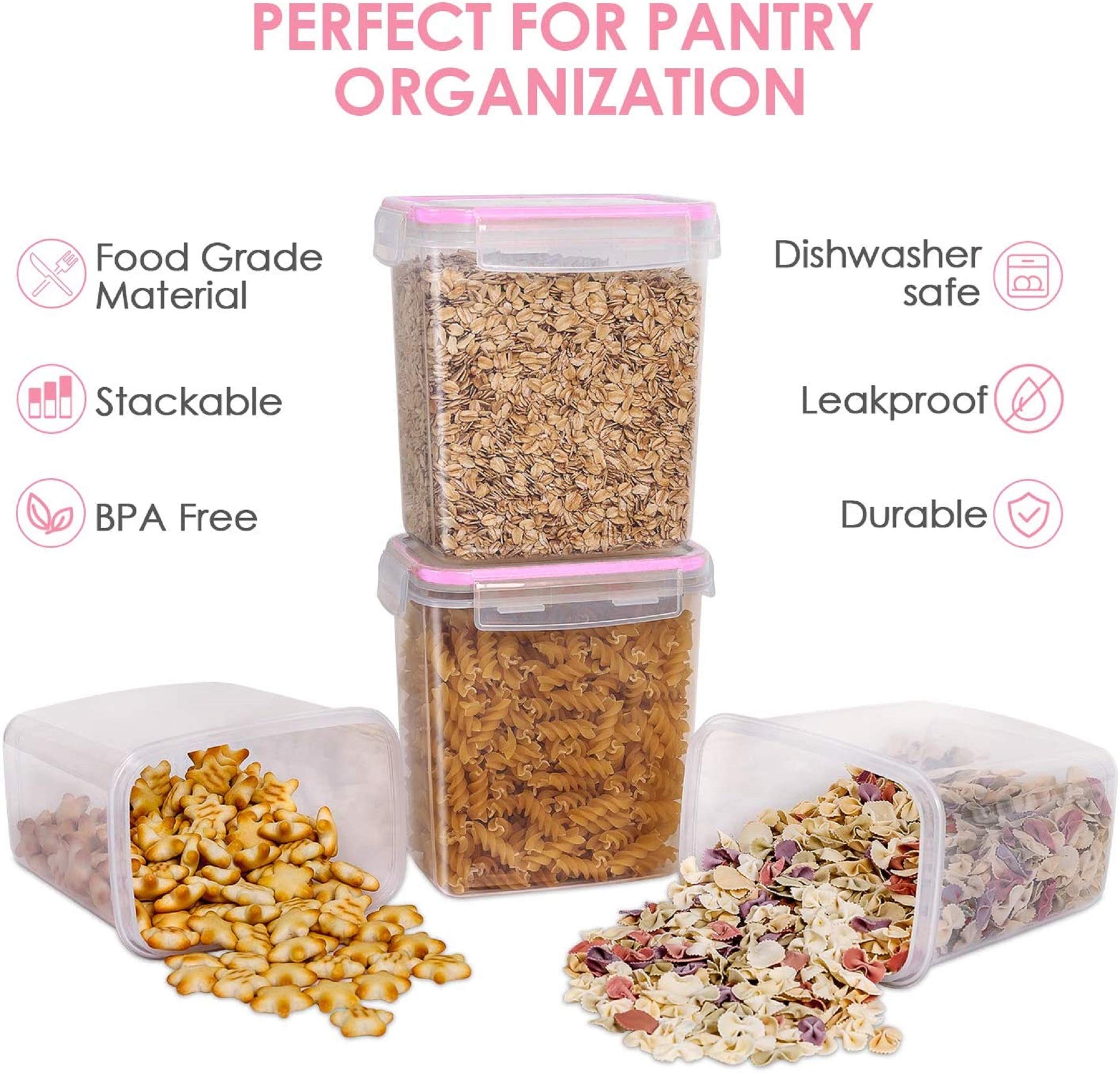1.6L Contenitori Alimentari per Cereali,Pasta, Senza BPA Contenitori Plastica con Coperchio,Set di 9 + 24 Etichette