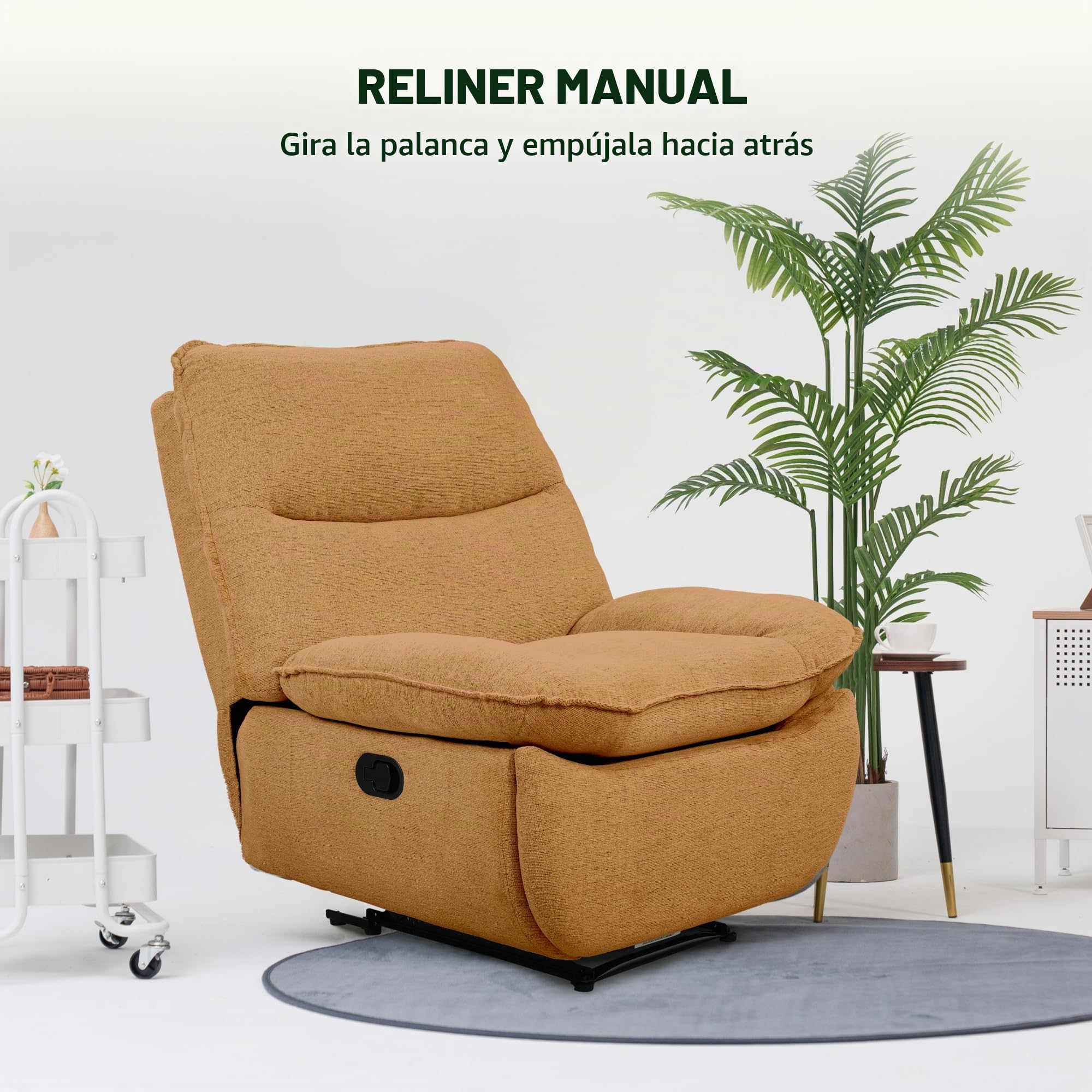 Softa Sillón Reclinable, Pushback, Silla Reclinable con Espacio de Almacenamiento Oculto, Sofá Cama con Respaldo Ajustable, Asiento y Respaldo Acolchados, para Salón, Marrón