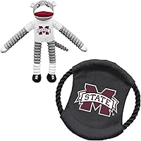 Vista 9 de Littlearth NCAA Sock Monkey and Flying Disc Pet Toy Combo Set, Team Color, One