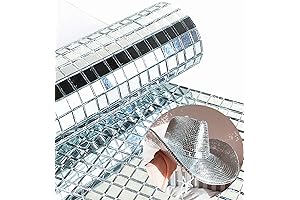 Mirror Tiles Self Adhesive Glass, Silver, 2400PCS