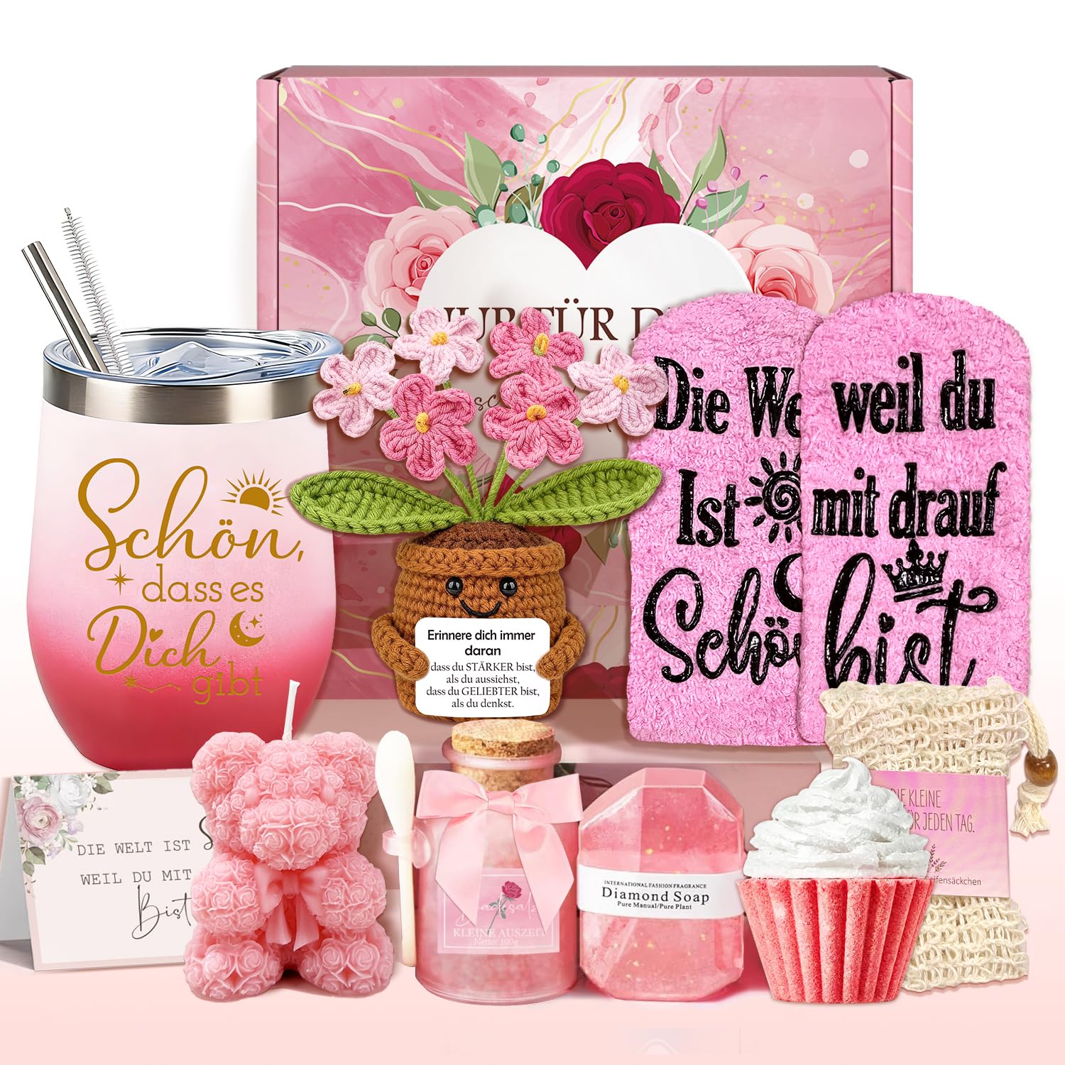 Geschenk für Frauen, Schön dass es Dich gibt Geschenkset, Danke Geschenkbox für Freundin, Schwester, Ehefrau, Mama, Kollege, Mutter Inspirierende Geschenke Geschenkidee für Geburtstag