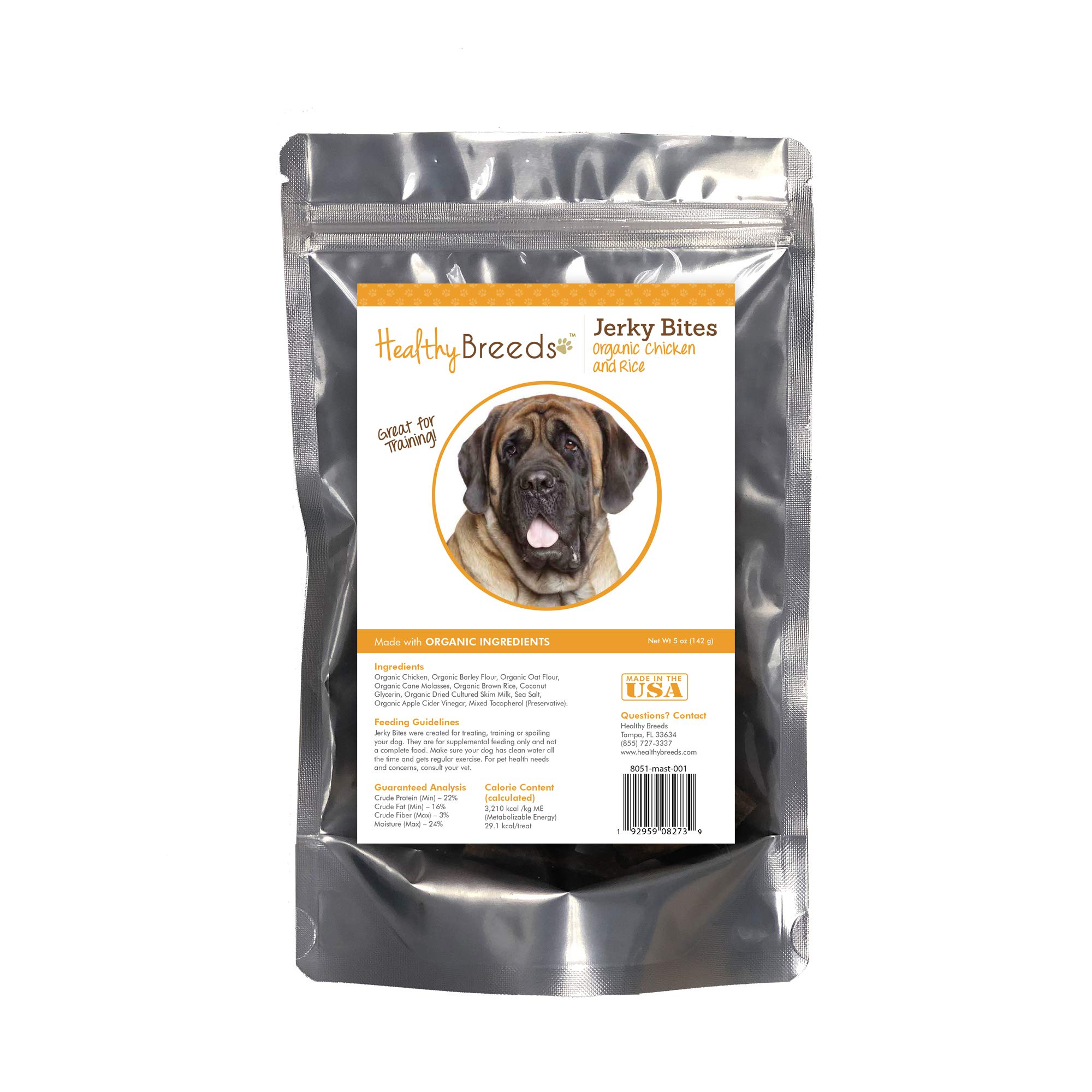 Healthy Breeds Mastiff Jerky Bites Chicken & Rice Recipe Dog Treats 5 oz