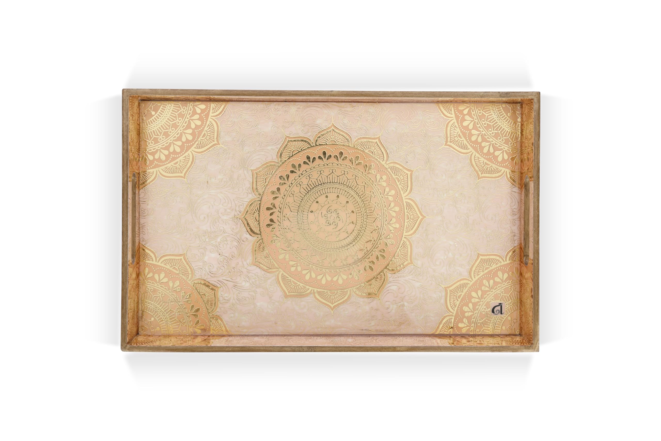 Rectangle Serving Decorative Tray Home Decor with Handles Farmhouse Antique Mordern Serving Tray for Kicthen Ottoman Decoration Coffee Table Wood Tray
