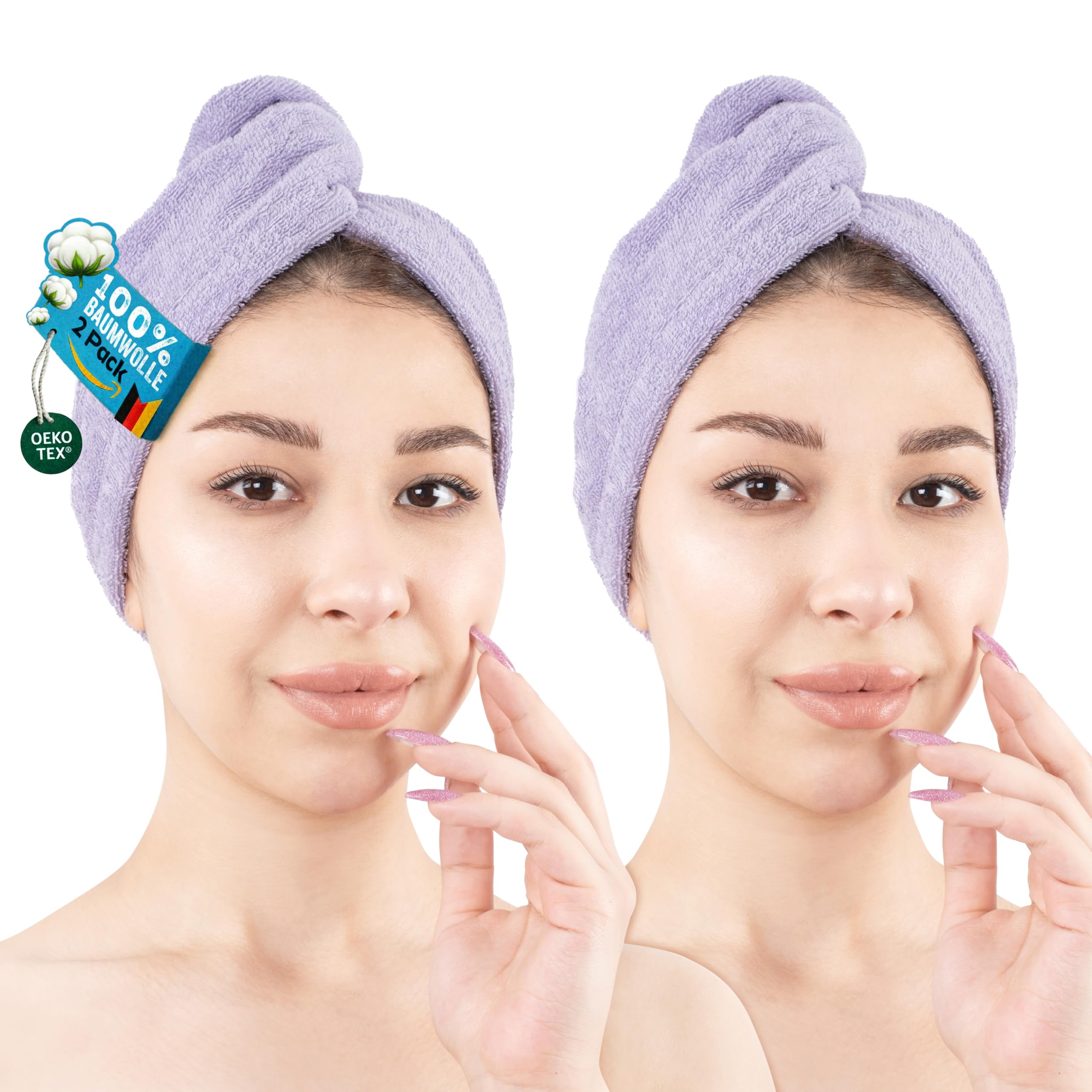 Hammetex Haarturban 2er Set mit Knopf