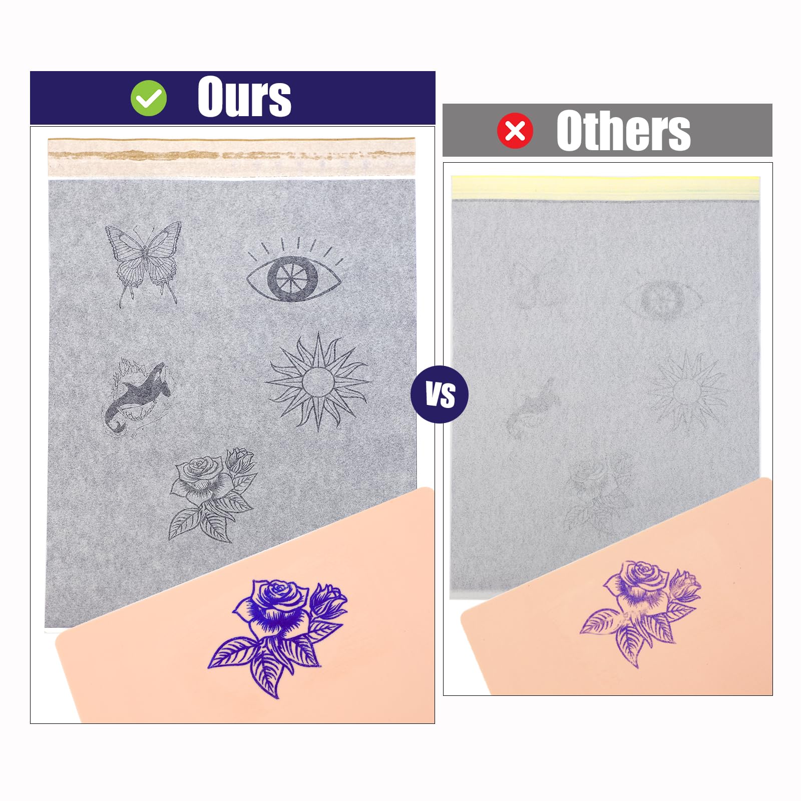 Biomaser 100 Fogli Carta per Trasferimento Tatuaggi A4 Carta Tattoo Transfer Paper A4 Carta per trasferimento di stencil termica per tatuaggi Carbon Tracing Paper