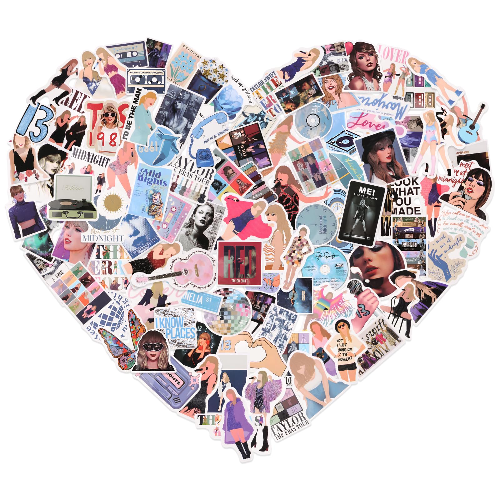 LWMTT Tay-lor Stickers, Popular Singer Stickers, Pop Singer Stickers, Disposable Stickers for Guitar, Laptop, Water Bottles, Books, Skateboard, Suitcase, Skateboard for Fans Pack of 100