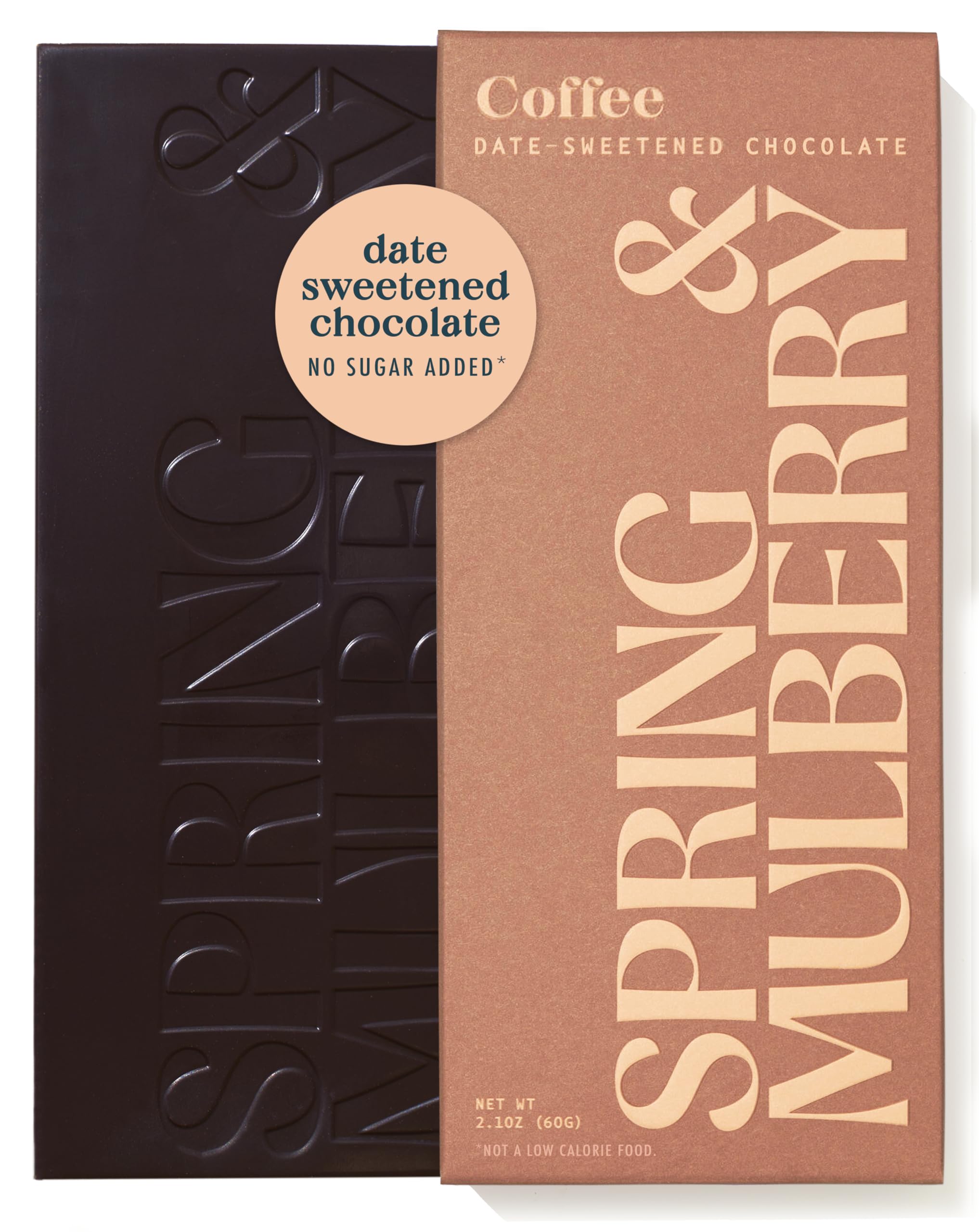 Spring & Mulberry Dark Chocolate Bars - Refined Sugar Free Dark Chocolate Sweetened with Dates, Healthy Chocolate - Coffee 3 Pack