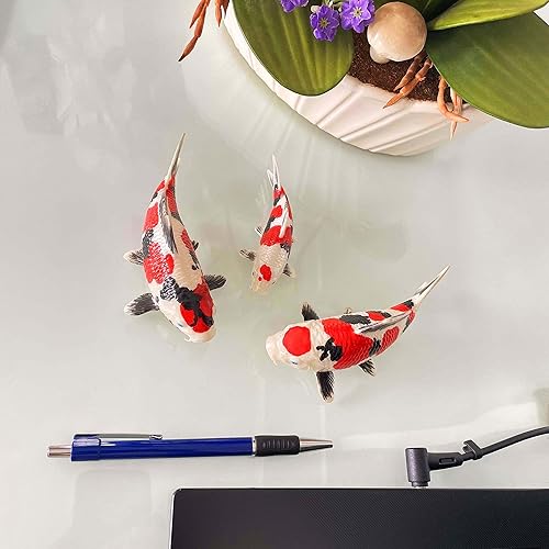 Miniatura 20 de Tancho Handpainted Koi Fish Figurines - Unique Selection for Fish Lovers - Office & Aquarium - Collectibles & Décor (4 CM, High Grade, Tancho