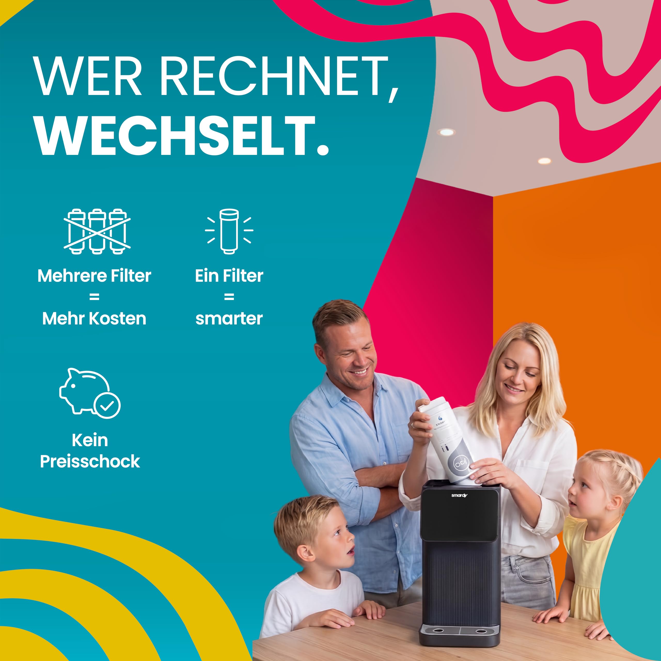 smardy blue tayma Osmoseanlage Auftisch – Umkehrosmoseanlage mit 5 Temperaturen & Heißwasser bis 90 °C, 5-stufige Wasserfilteranlage für Trinkwasser, ohne Festwasseranschluss, mobil für Küche & Van