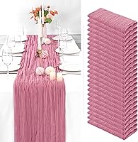 Vista 291 de Showgeous 10 Pack Baby Pink Cheesecloth Table Runner 10FT Long Semi-Sheer Gauze Table Runner Boho or Rustic Wedding Decor for Wedding Decor Arch