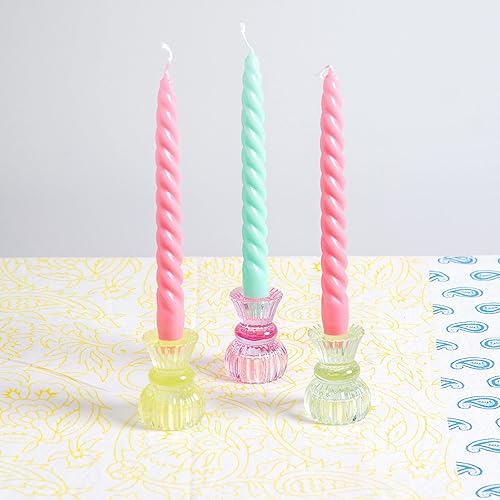 Miniatura 6 de Talking Tables Talking Tables - Velas cónicas trenzadas en espiral italianas sin perfume, color azul marino y verde menta, hechas por Talking Tables