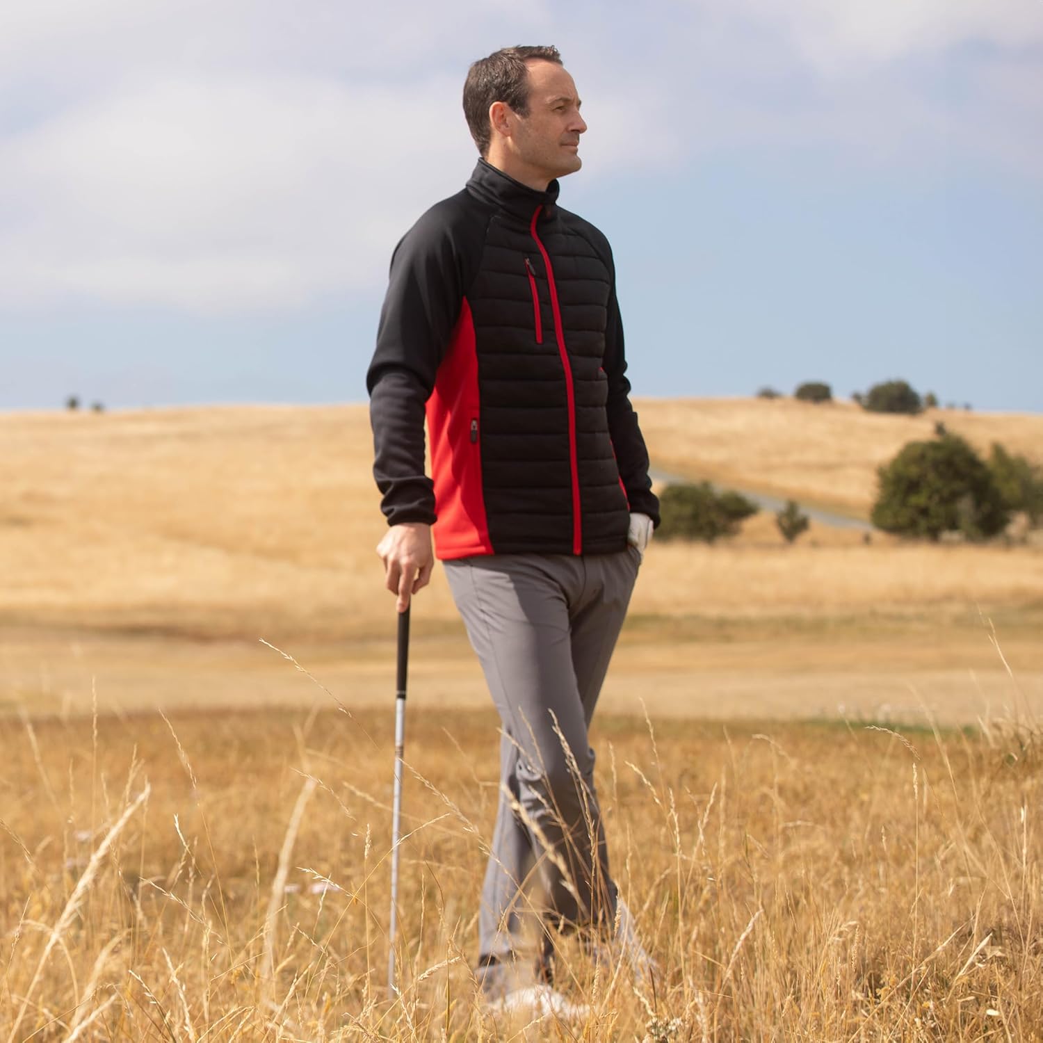 Royal & Awesome Men's Hybrid Quilted Golf Jacket, Men's Golf Outerwear, Stylish Quilted Jacket for Golfing Enthusiasts