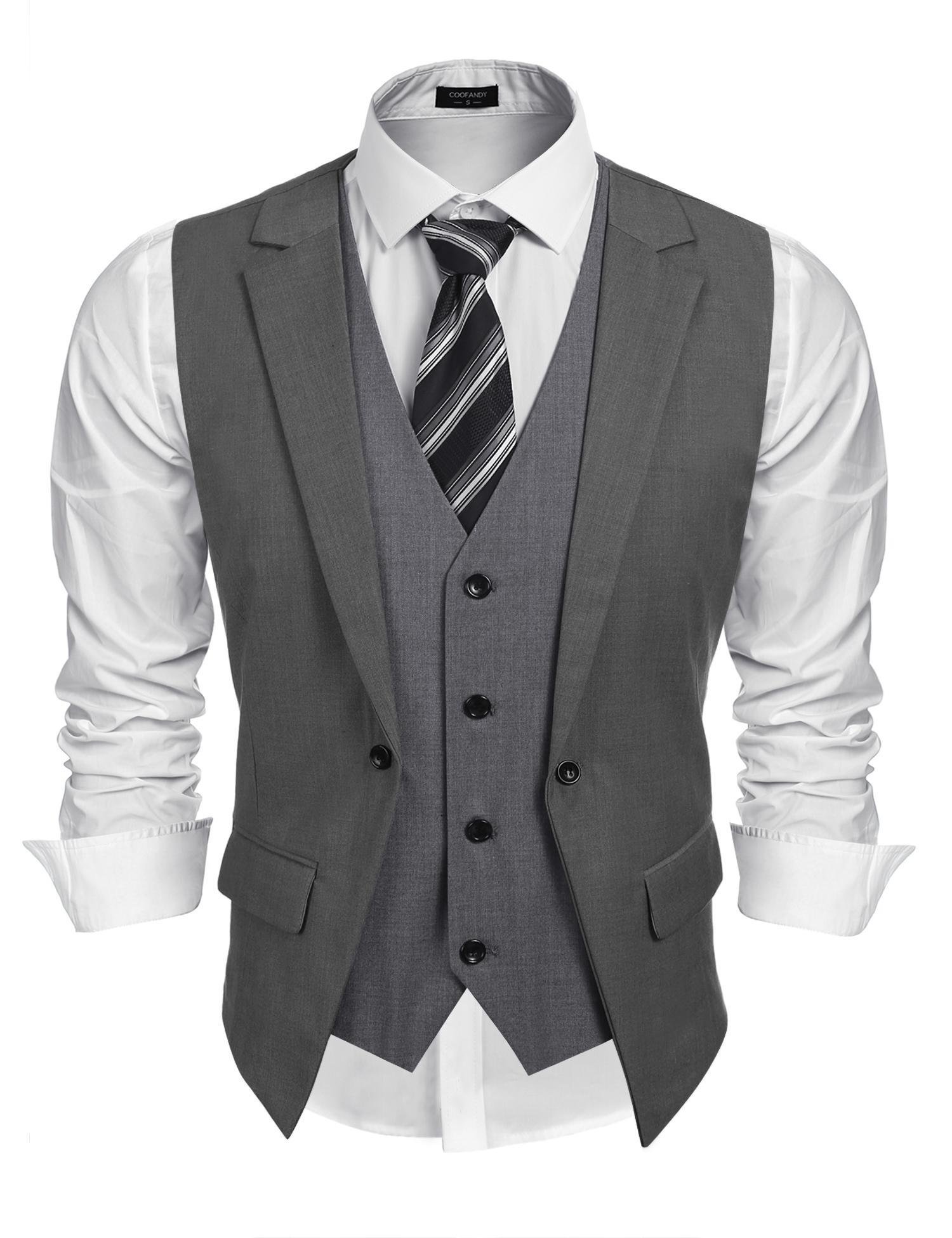 coofandy Mens Formal Fashion Layered Vest Waistcoat Dress Vest,-picture-27