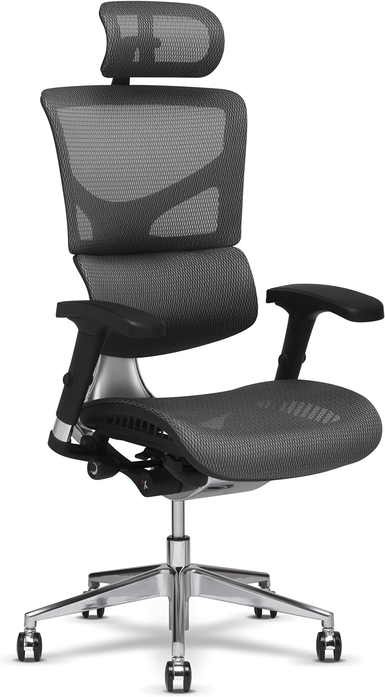 X-Chair X2 Management Task Chair, Grey K-Sport Mesh Fabric with Headrest - Ergonomic Office Seat/Dynamic Variable Lumbar Support/Floating Recline/Highly Adjustable/Perfect for Long Work Days