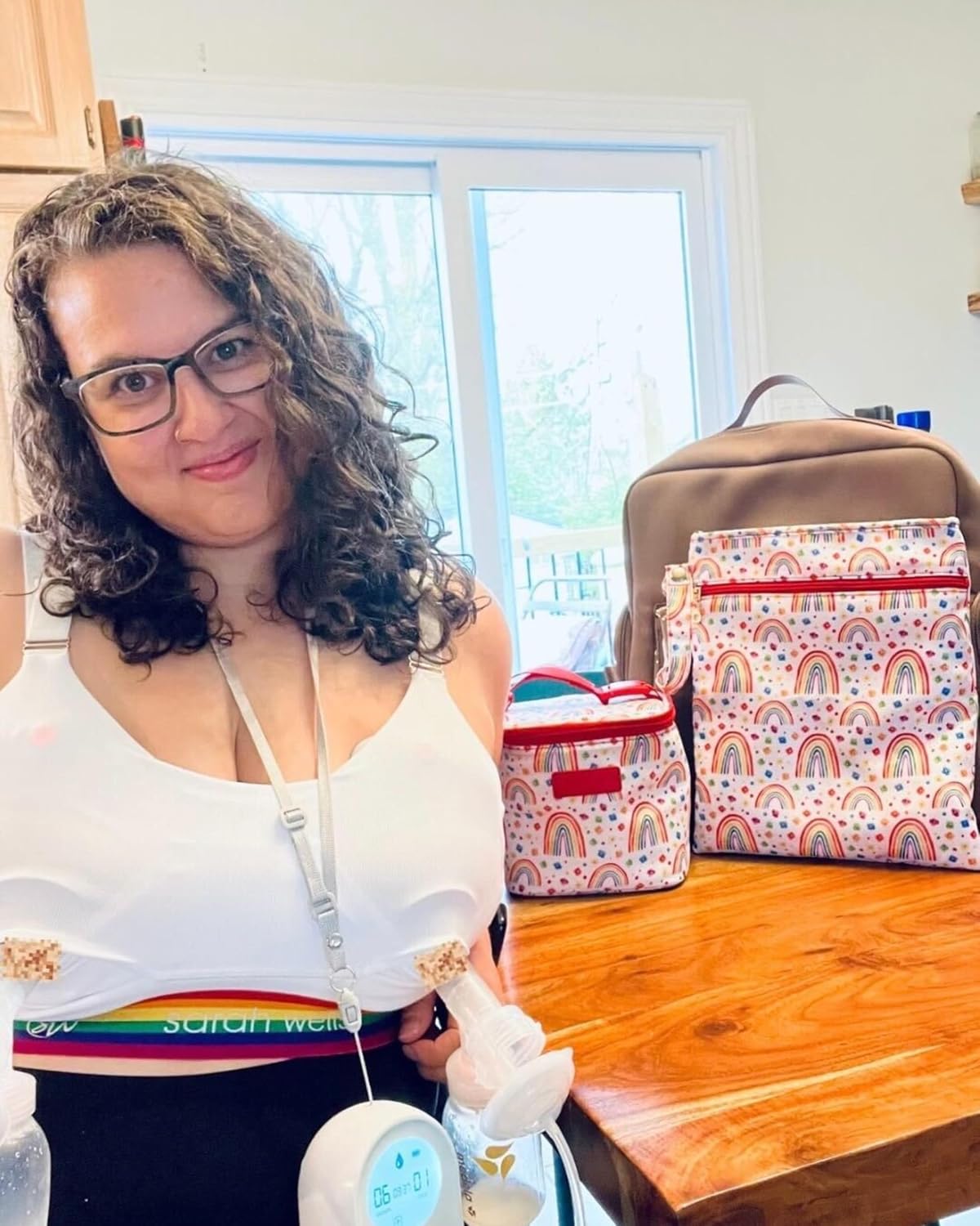 Sarah Wells Cold Gold Breastmilk Cooler Bag with Safety Tested Ice Pack - Insulated Milk Storage for Work, Travel & Daycare - Fits Bottles & Pump Parts - Machine Washable (Rainbows)