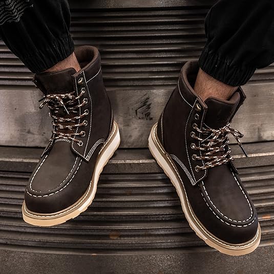 Epochsaga Steel Moc Toe Waterdichte Veiligheidslaarzen voor heren, Geïsoleerde Industriële Bouwschoenen, Bruin, 41 EU
