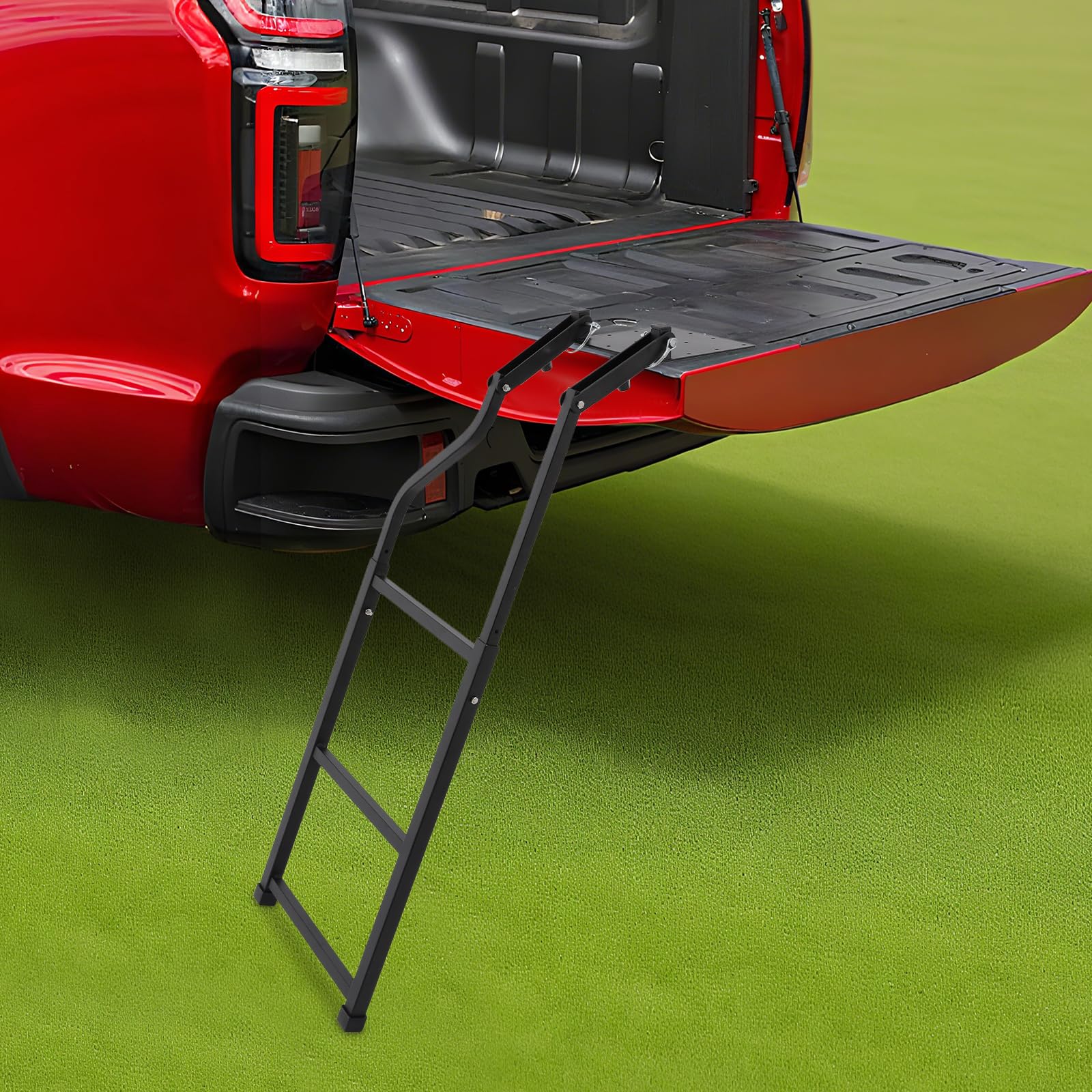 Heckklappenleiter für Pickup Truck, Heckklappe Leiter Pickup Truck Zubehör, Universal einstellbare Erweiterung Schritt Leiter mit Edelstahl selbstbohrende Sechskantschrauben