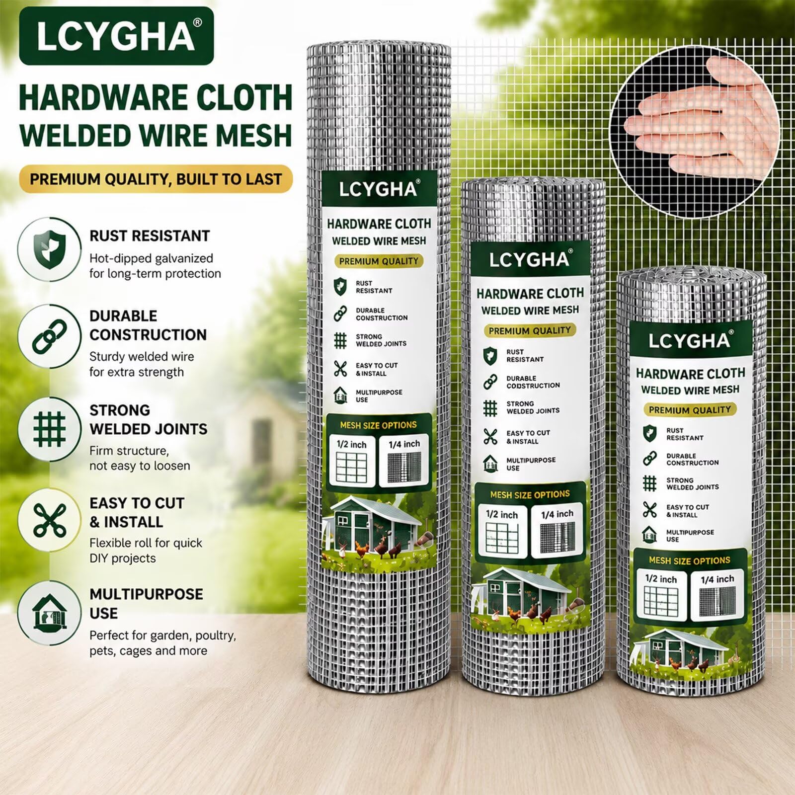 Rollo de malla de alambre soldado galvanizado for cercas de jardines y uso agrícola(1/2 inch,30 in x 44 ft)