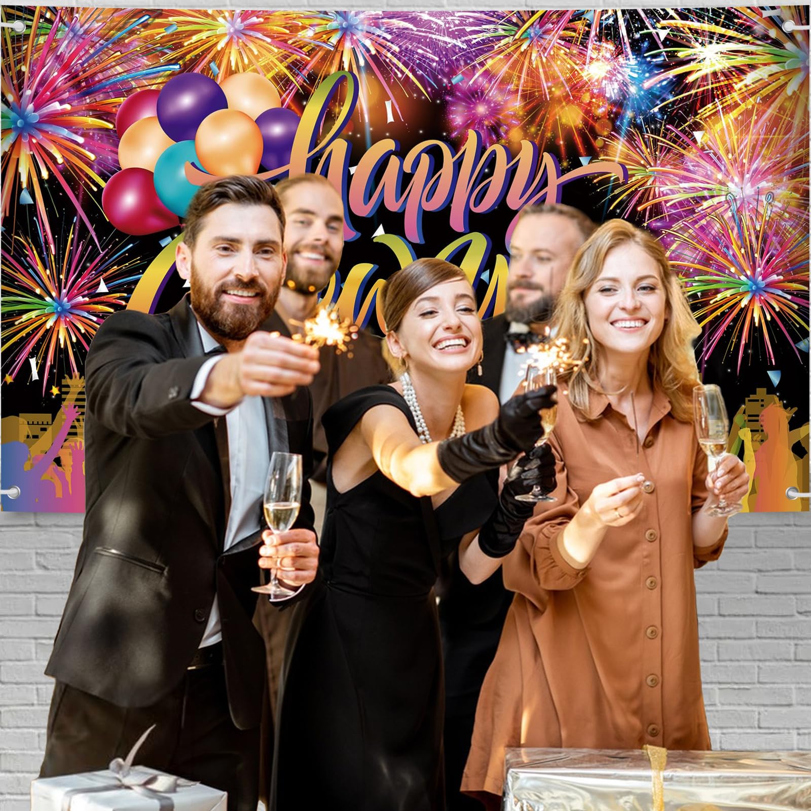 New Years Eve Banners Happy New Year 2026 Decorations Backdrop Banner, Colourful Happy New Year Banner - Image 3