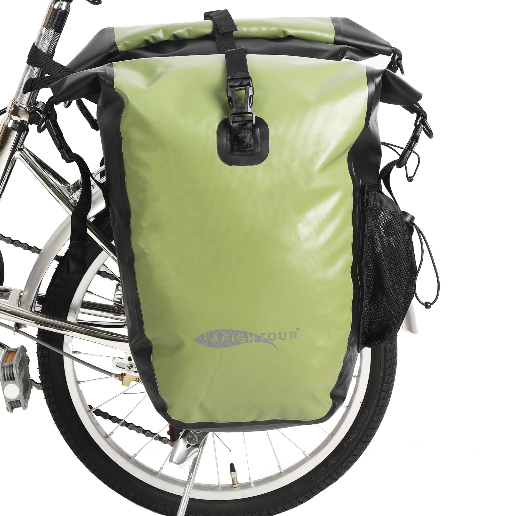 wasserdichte Fahrradtaschen - 50L Satteltaschen für Fahrrad-Gepäckträger - Fahrradtasche für Einkäufe, Laptop(grün, 1 Paar)