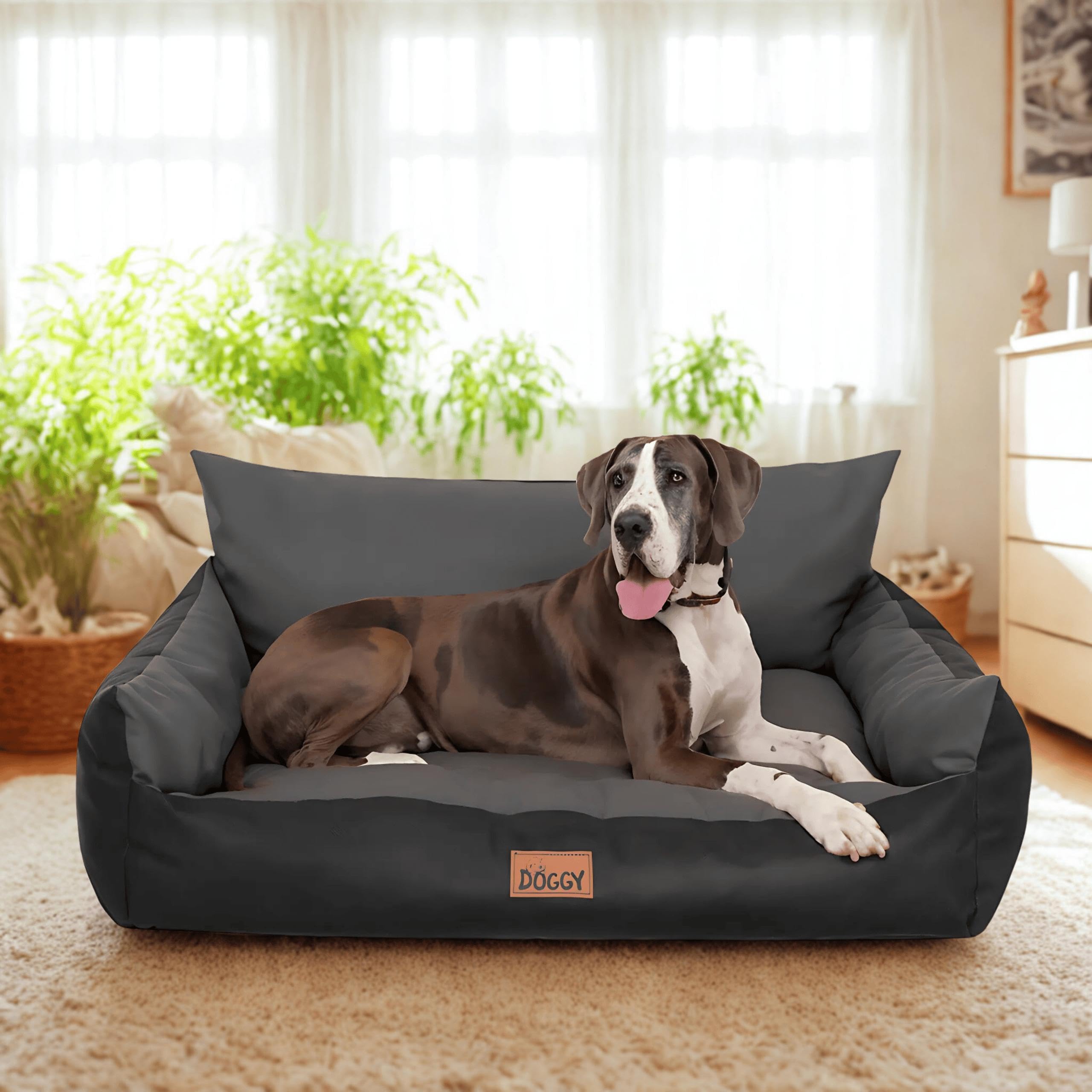 Hundebett Grosse Hunde Wasserdicht - Hundedecke Sofa, Hundebett Mittelgroße Hunde - Joker Waschbares Hundesofa mit Herausnehmbarem Kissen - Oeko-Tex Hundekissen Dog Bed 132x106 cm Graphit XXXL