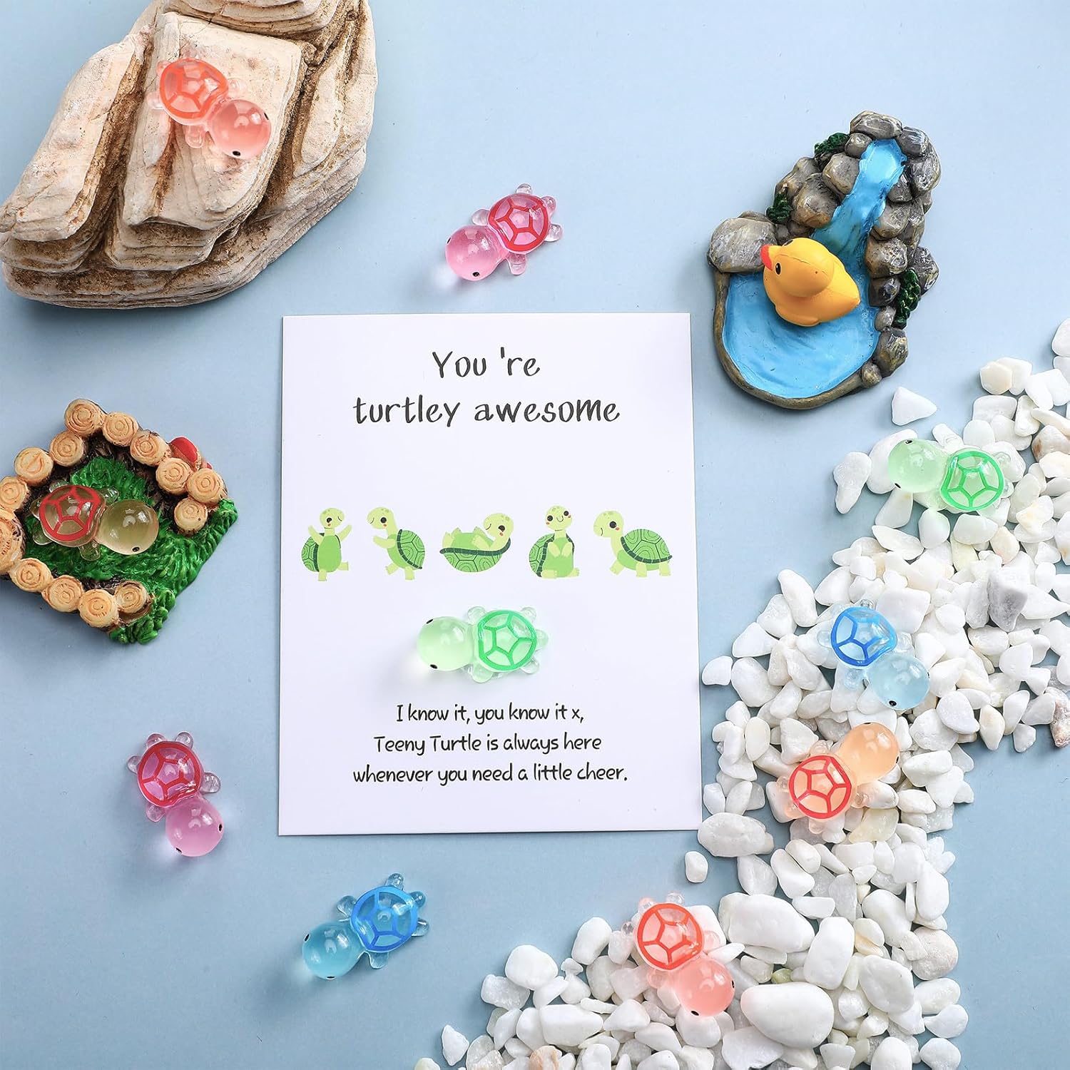 TaoBary 100 Sets Employee Inspirational Gift Bulk for Coworkers Staff Teacher Appreciation Gifts Bulk Luminous You Turtley Awesome Animal Pun Thank You Gift Sets for Office Staff Volunteer
