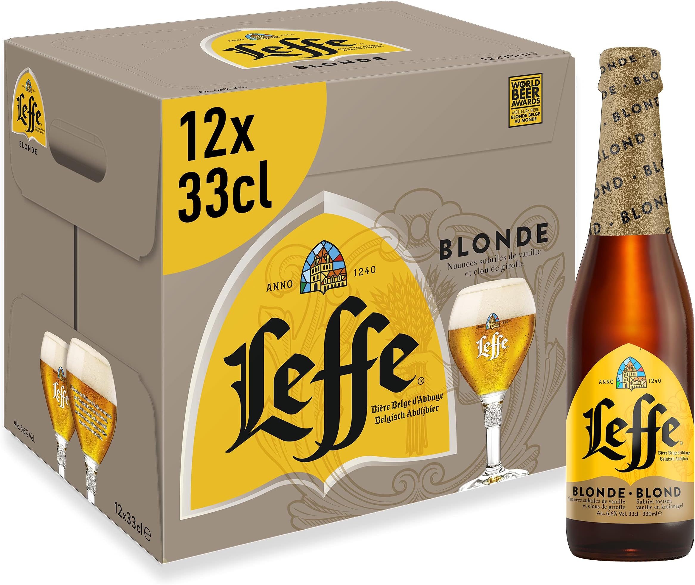 Leffe Blonde Belgium Abbey Beer, 12 x 330ml
