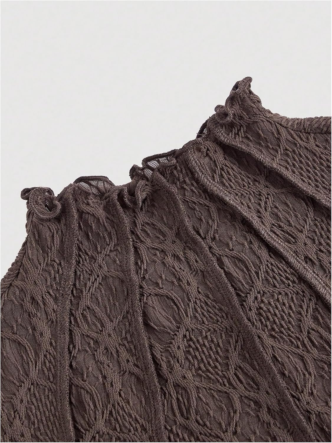 Floerns Women's Textured Mock Neck T Shirts See Through Short Sleeve Crop Tops - Image 3