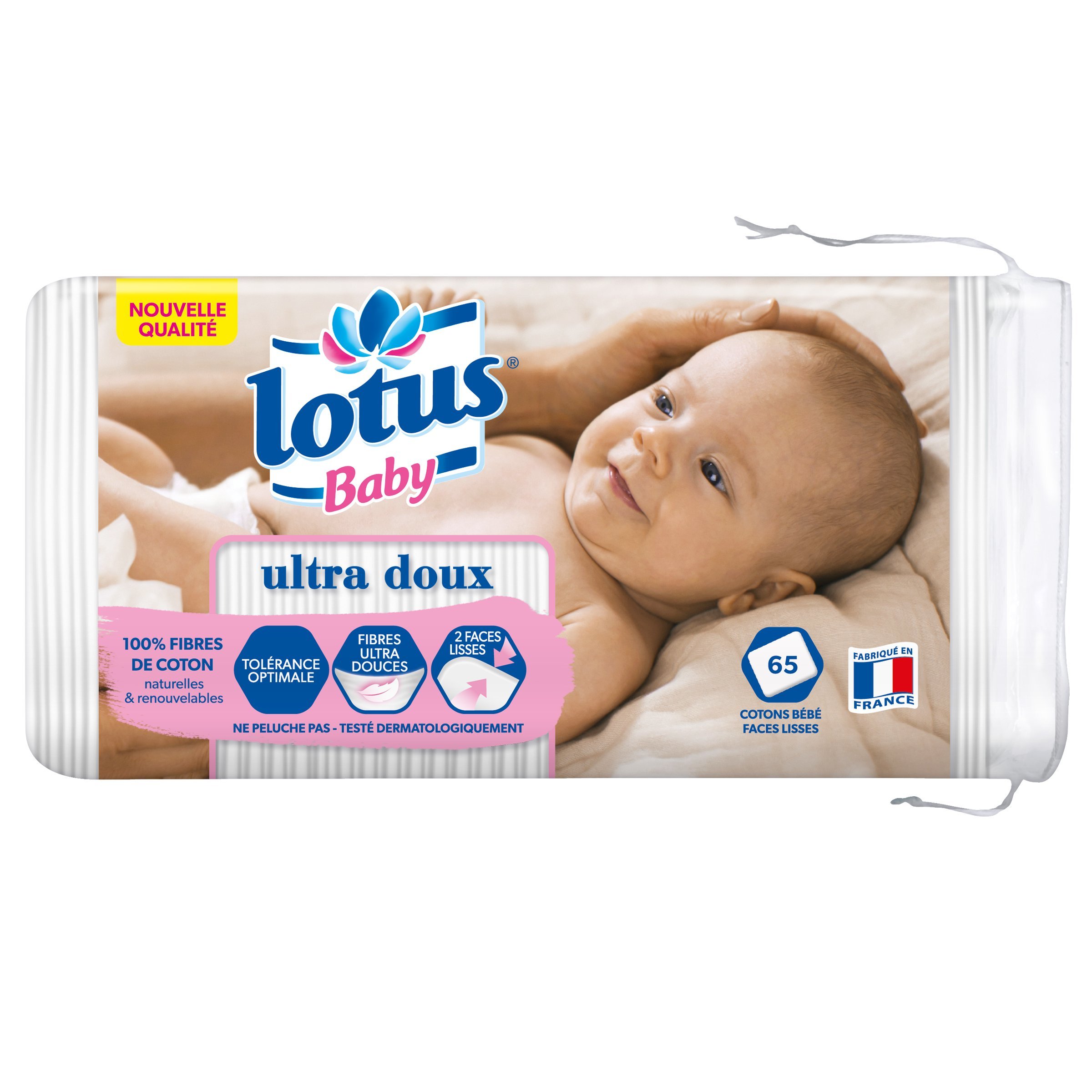 Lotus Baby Sensitive – Cotons Bébé Ultra-Doux Pour Peaux Sensibles, Lot De 12 Paquets De 65 Cotons Bifaces