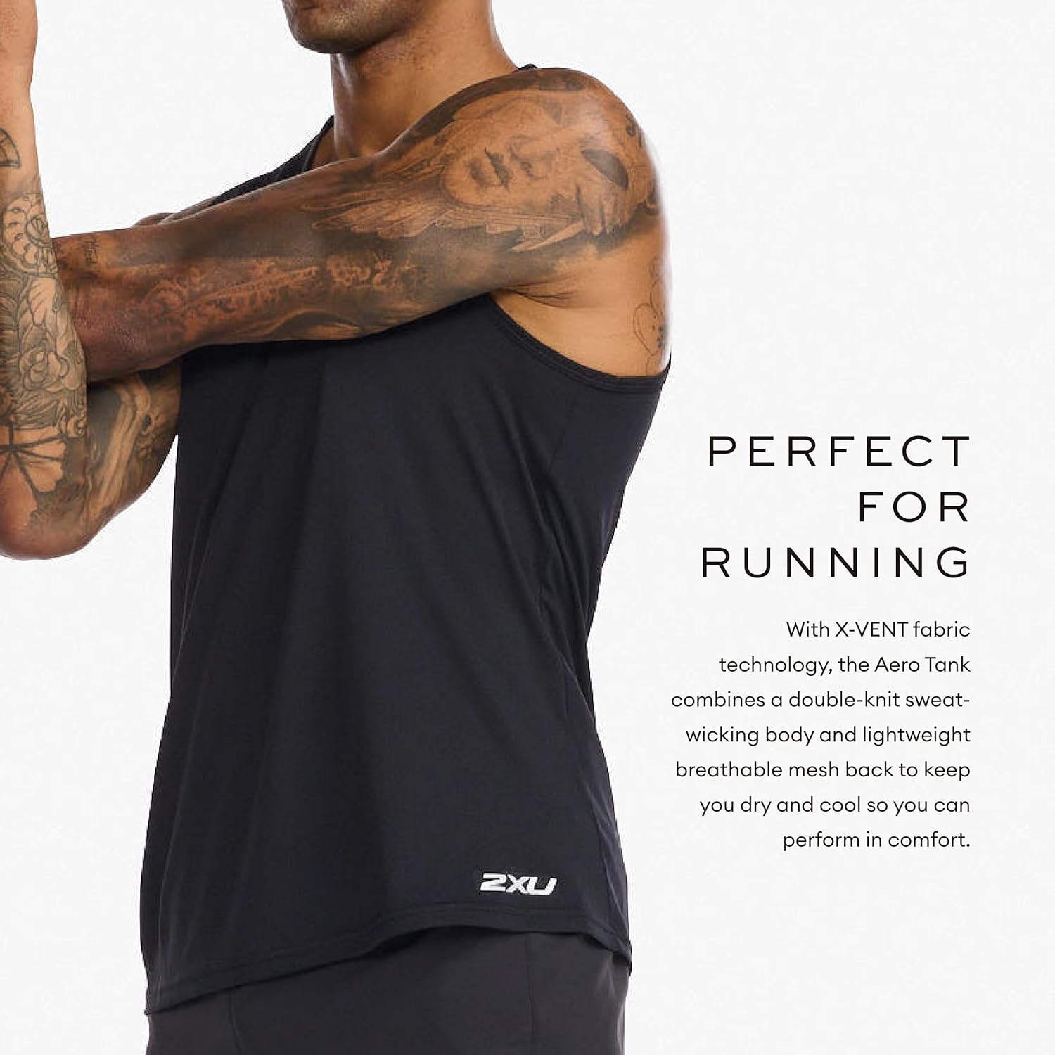 2XU Men's Aero Sleeveless Tank - Lightweight Quick-Drying Running Top - Black/Silver Reflective - Image 4
