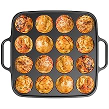 Otafuku Takoyaki Plate, Cast Iron Japanese Grill for Cooking Takoyaki Balls, Silicon Coated Pan (16 Holes)
