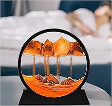 REXOTEX Sand Art Round Glass Flowing Sand Frame Liquid Motion and 3D Moving Picture for Office Desk Decor and Ocean Decor