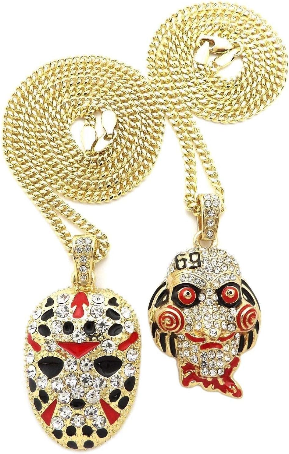 Shiny Jewelers USAMENS ICED OUT RAPPER MASK HIP HOP PENDANT 24" BOX, CUBAN, ROPE CHAIN NECKLACE