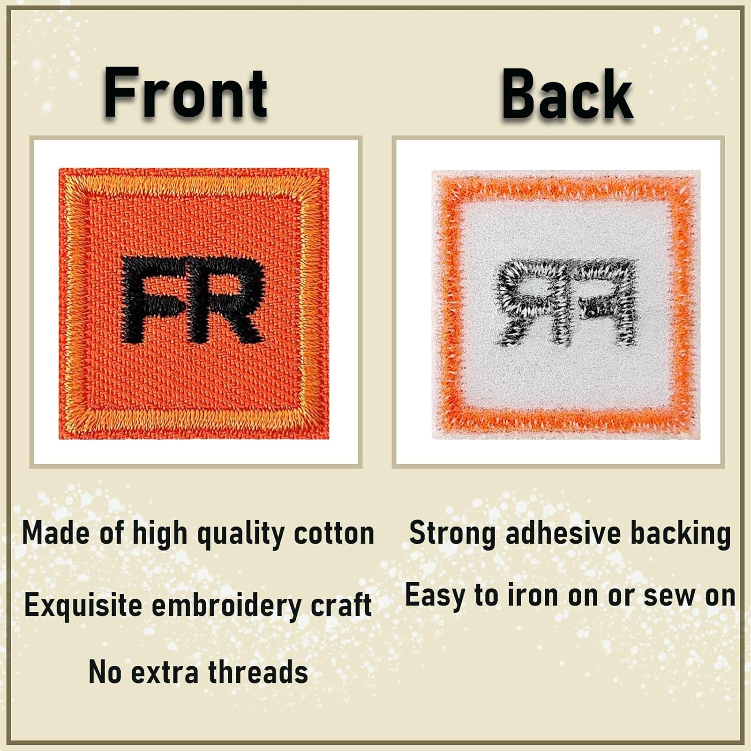 10Pcs FR Patches, FR Iron on Patches for Clothes, Jeans, Backpacks, Hats and More, Orange