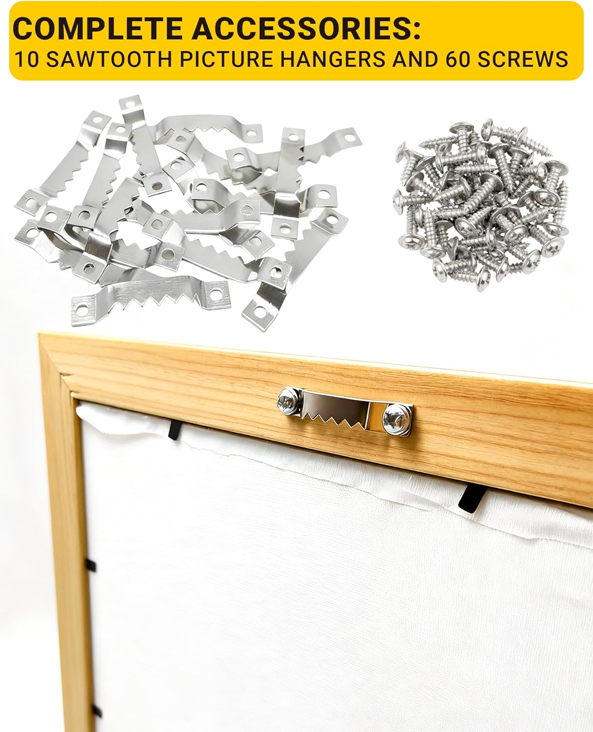 110Pcs Picture Frame Hardware Set Including Backing Clips with Screws,Offset Canvas Clips Assorted Small Sizes, Picture Hangers Hooks with Screws for Hanging Artwork Paintings Decor,Photo Frame